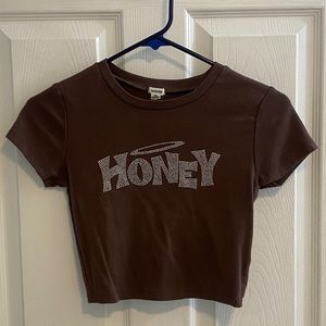 “honey” brown crop top